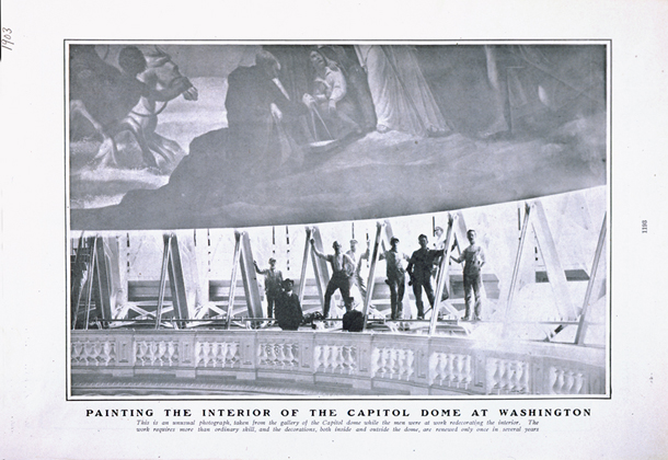 Painting the Interior of the Capitol Dome at Washington