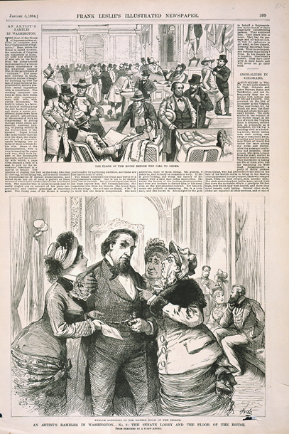 An Artist's Rambles in Washington.—No. 3: The Senate Lobby and the Floor of the House. (Acc. No. 38.00875.001)