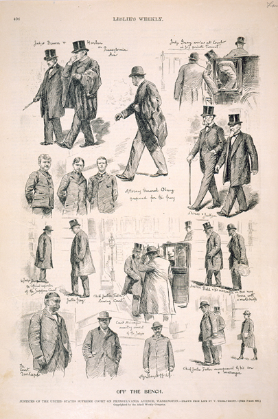 Off the Bench. Justices of the United States Supreme Court on Pennsylvania Avenue, Washington. (Acc. No. 38.00878.001)
