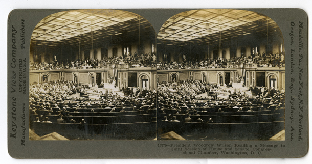 Image: President Woodrow Wilson Reading a Message to Joint Session of House an Senate, Congressional Chamber, Washington, D.C. (Cat. no. 38.01158.001)