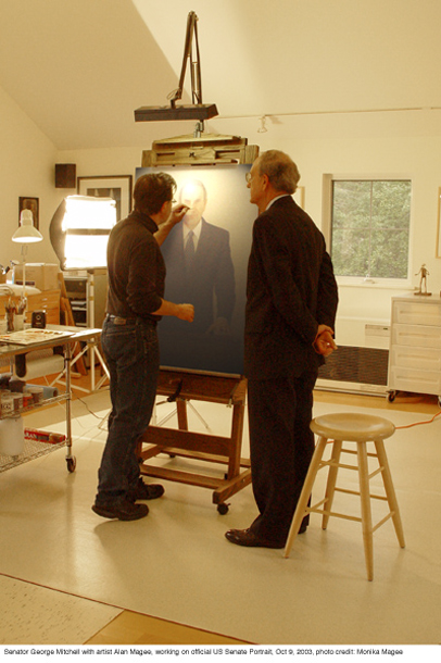 Alan Magee painting George Mitchell