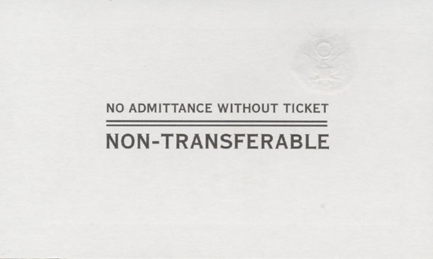 Image of the back of the 2001 Inauguration Ticket