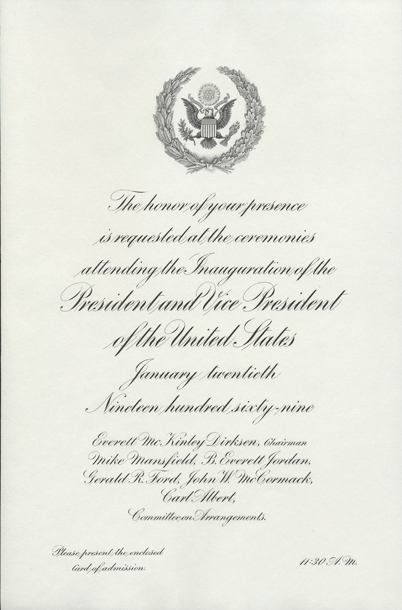 Invitation, 1969 Inauguration Ceremonies (Acc. No. 11.00038.004a)