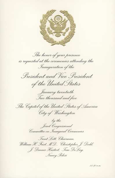 Invitation, 2005 Inaugural Ceremonies (Acc. No. 11.00067.088a)