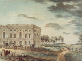 Watercolor painting of the Capitol in 1800, by William Russell Birch