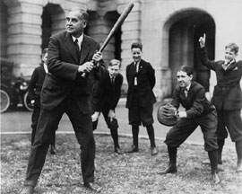 Senate pages play baseball with senator