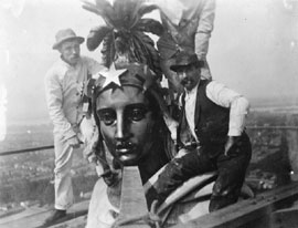 Cleaning the Statue of Freedom on the Capitol Dome.