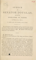 Speech of Senator Stephen Douglas before the Illinois Legislature, April 25, 1861. Page 1.