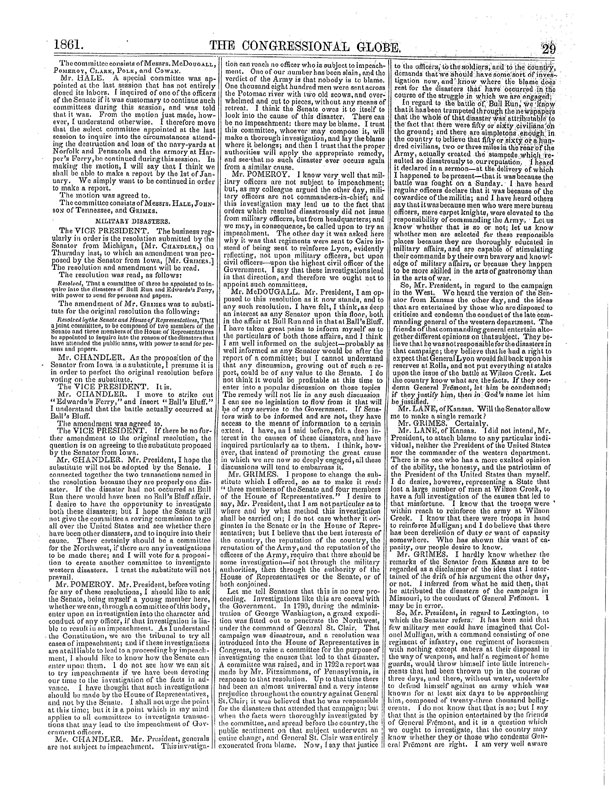 Congressional Globe debate Dec 9, 1861