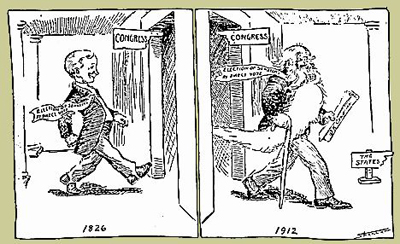 Cartoon portraying the time it took to pass the Seventeenth Amendment allowing the direct election of U.S. senators