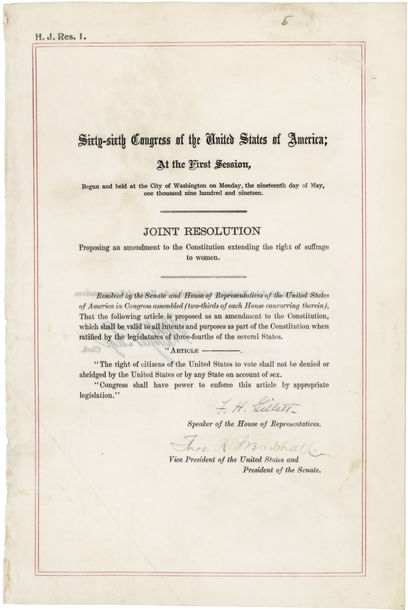 Image: The Nineteenth Amendment to the Constitution