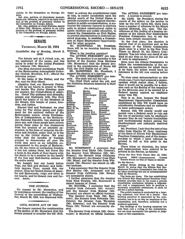 Image of the first page of Wayne Morse's Motion, March 26, 1964
