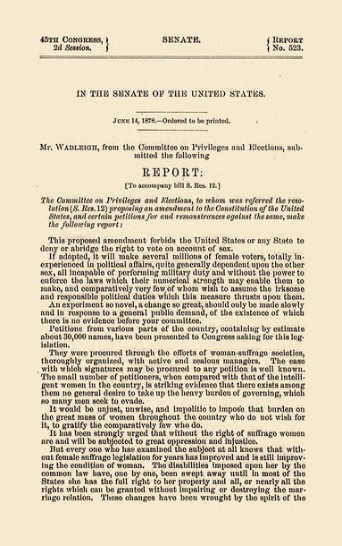 Image: Report of the Senate Committee on Privileges and Elections, June 14, 1878