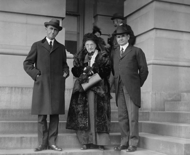 Rebecca Felton with Georgia Senators George and Harris. November 20, 1922