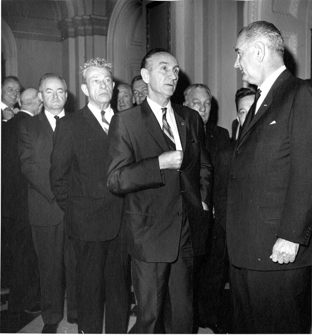 Photo: Humphrey, Dirksen, Mansfield and LBJ