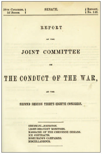 Cover, Report of the Joint Committee on the Conduct of the War