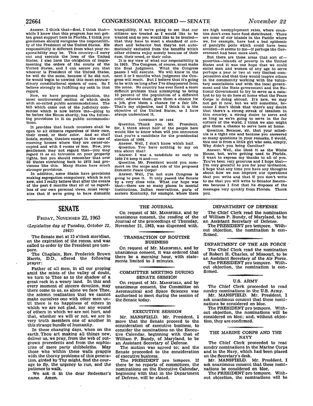 Image: Page from Congressional Record November 22, 1963
