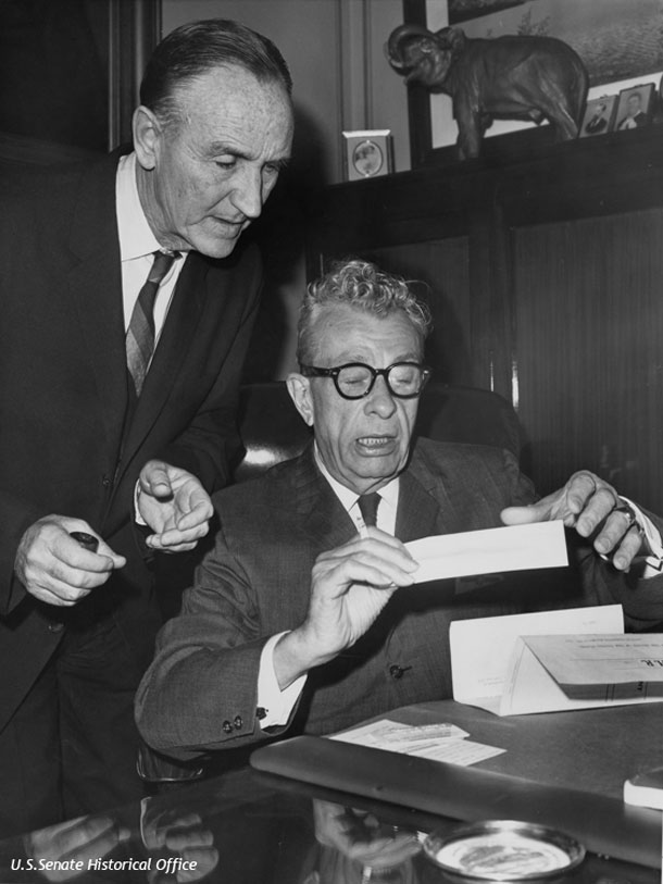 Image of Mike Mansfield and Everett Dirksen, April 27, 1964