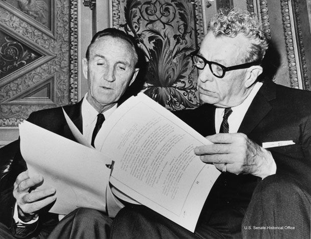 Majority Leader Mike Mansfield with Minority Leader Everett M. Dirksen