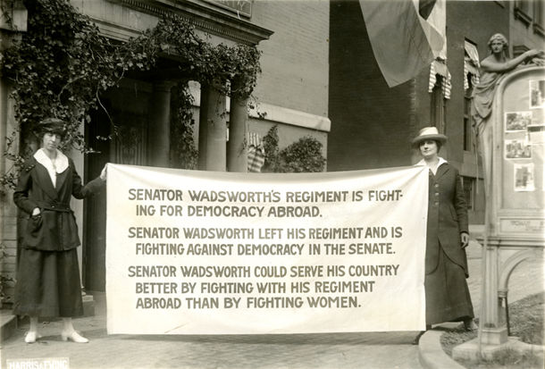 Image: Suffragists from the National Woman’s Party with Banner, 1918