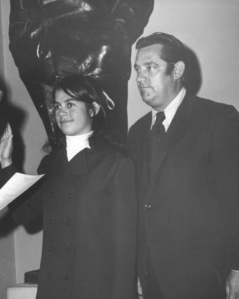 Julie Price, with Senator Fred Harris (D-OK), is Sworn in as a Senate Page, 1971