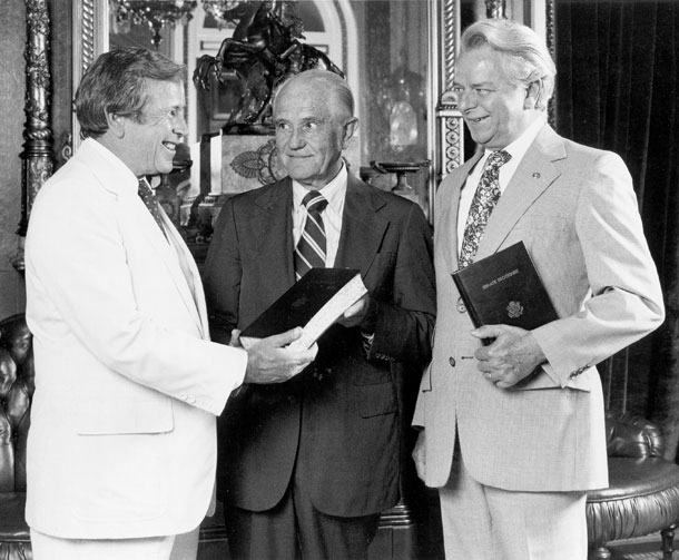 Photo: Floyd Riddick, Howard Baker, and Robert Byrd