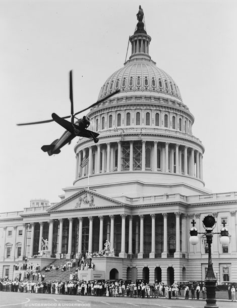 Autogiro airplane in front of Capitol