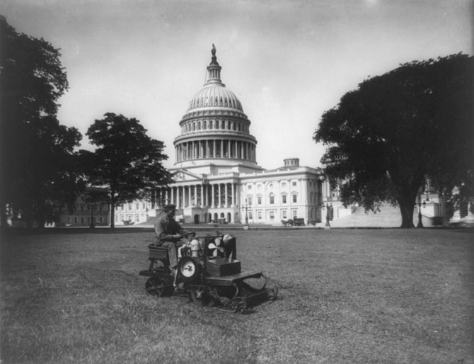 Mowing the Capitol lawn
