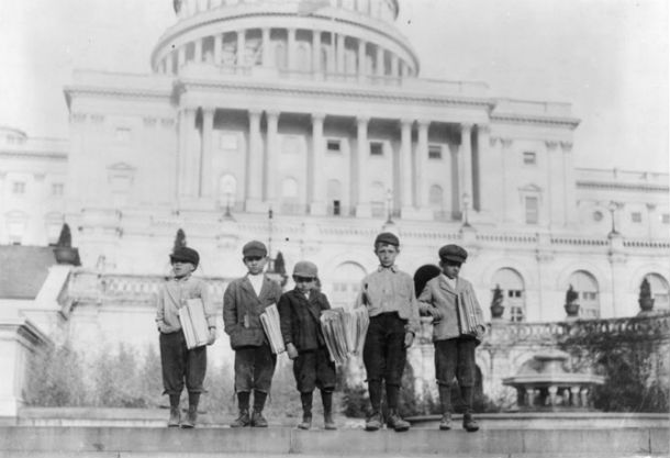 Newsboys in front of Capitol