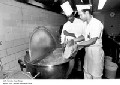 Senate restaurant staff preparing bean soup 