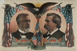 Campaign sign for John A. Logan and James G. Blaine