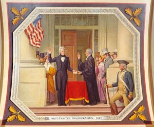 Painting of Andrew Jackson taking presidential oath of office