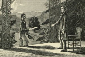 Engraving of Tyler receiving news of Harrison's death.